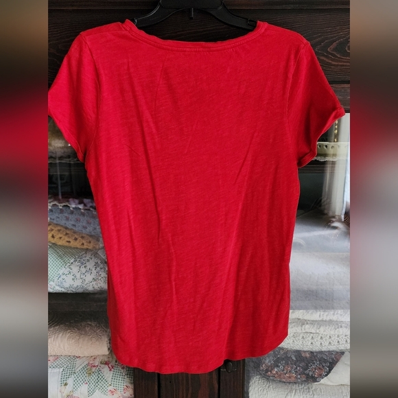 Ralph Lauren Women's Red V-Neck Tee - Picture 4 of 4